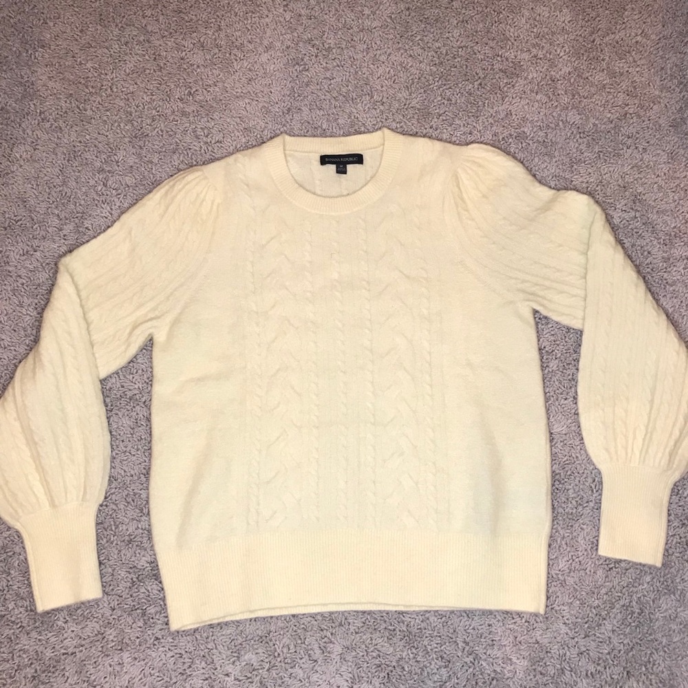 Banana Republic Cable Sweater Pullover Pale Yellow Size Medium